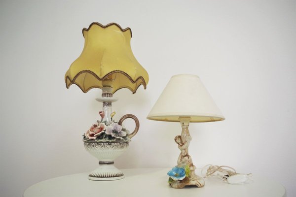 Floral Table Lamps from Abat Jour, 1950s, Set of 2-KNM-910446