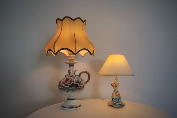 Floral Table Lamps from Abat Jour, 1950s, Set of 2-KNM-910446