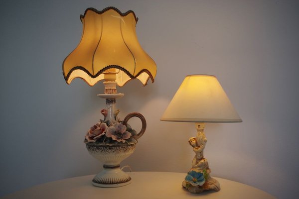 Floral Table Lamps from Abat Jour, 1950s, Set of 2-KNM-910446