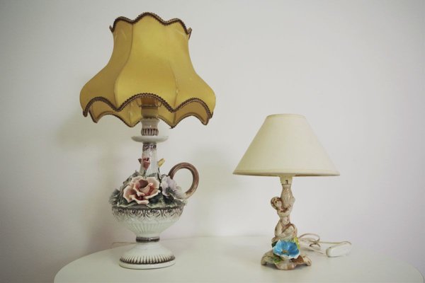 Floral Table Lamps from Abat Jour, 1950s, Set of 2-KNM-910446