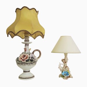 Floral Table Lamps from Abat Jour, 1950s, Set of 2-KNM-910446