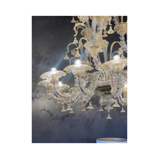 Floral Venetian Ca Rezzonico Gold Chandelier in Murano Glass