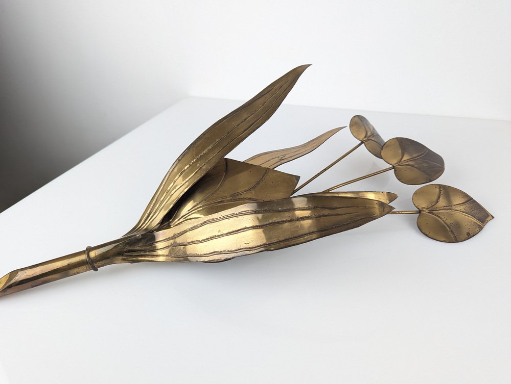 Floral Wall Light with Brass Leaves, 1960