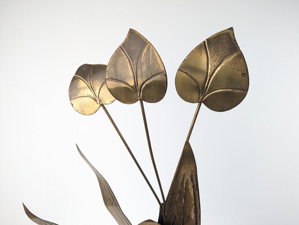 Floral Wall Light with Brass Leaves, 1960