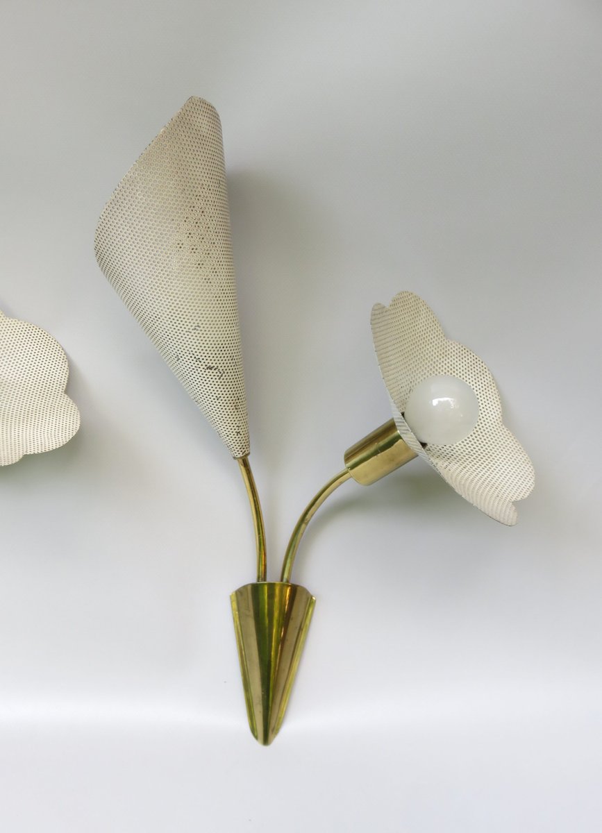 Floral Wall Lights, 1950s, Set of 2