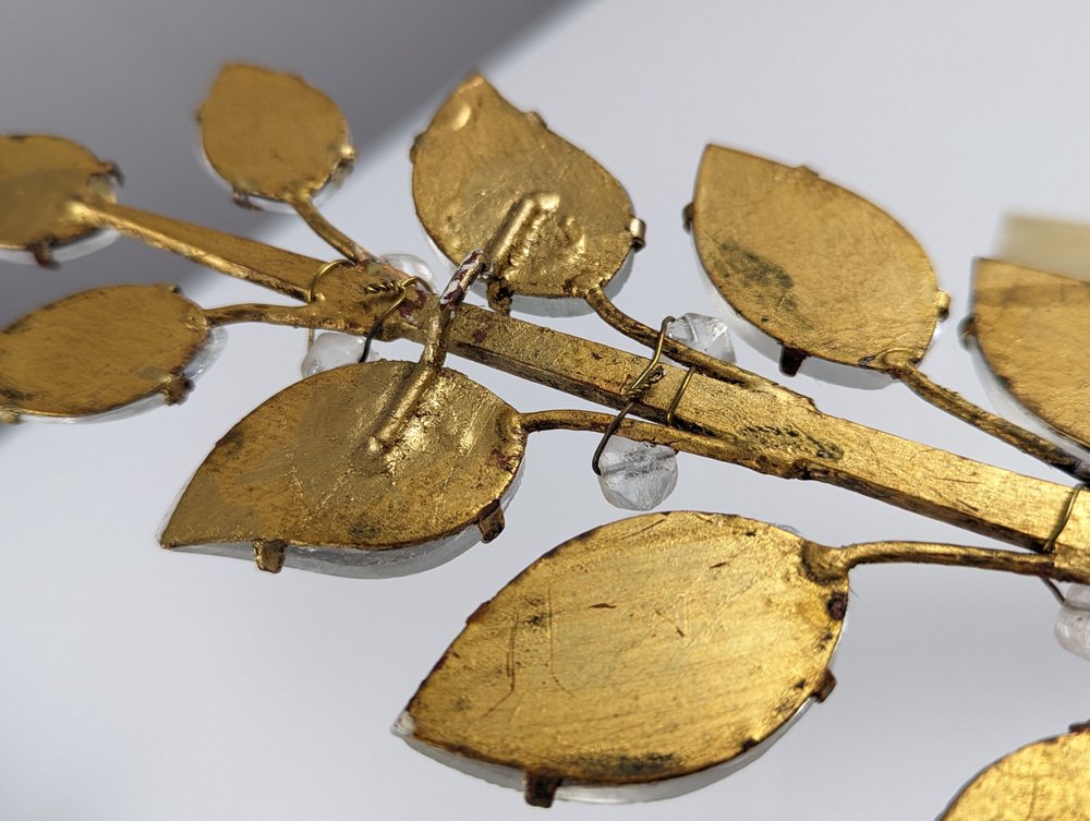 Floral Wall Lights in Crystal and Gold Metal from Maison Baguès, 1890s, Set of 3