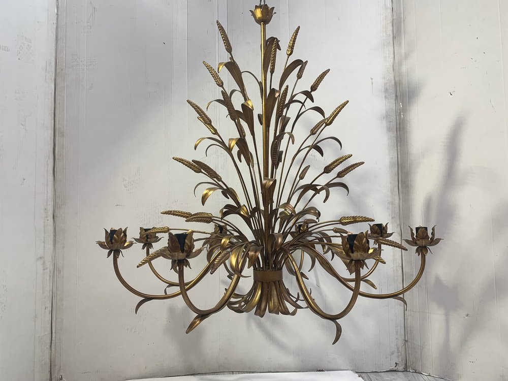 Florentine Art Brown and Gold Handmade Brushed Metal 8 Light Wrought Iron Chandelier from Simoeng, Italy