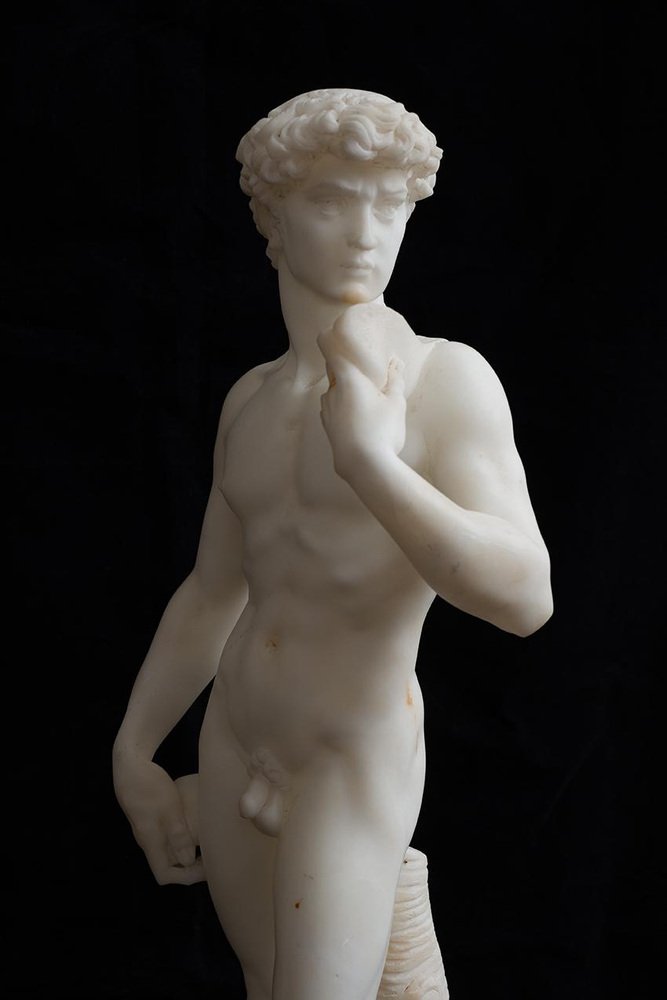 Florentine Artist, Sculpture after Michelangelo's David, 19th Century, Alabaster