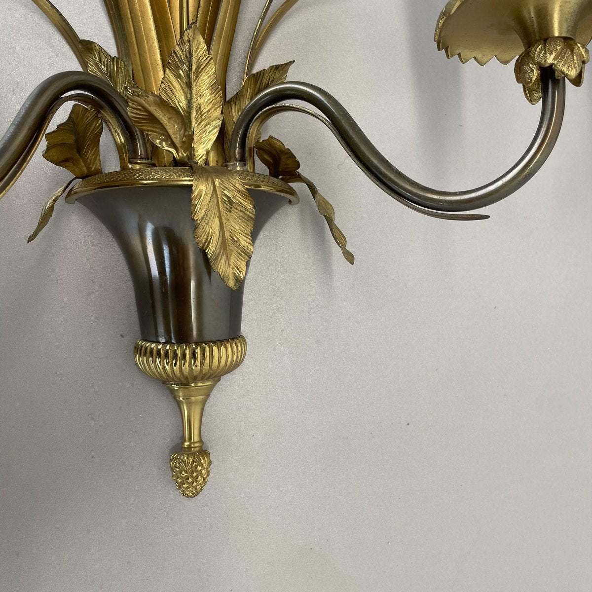 Florentine Brass Wall Lights attributed to Maison Charles, France, 1970s, Set of 2