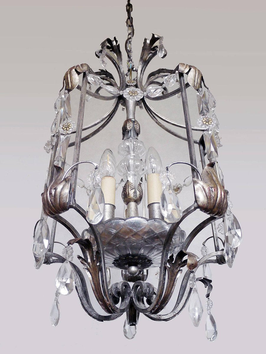 Florentine Crystal and Wrought Iron Lantern from BF Art, Italy