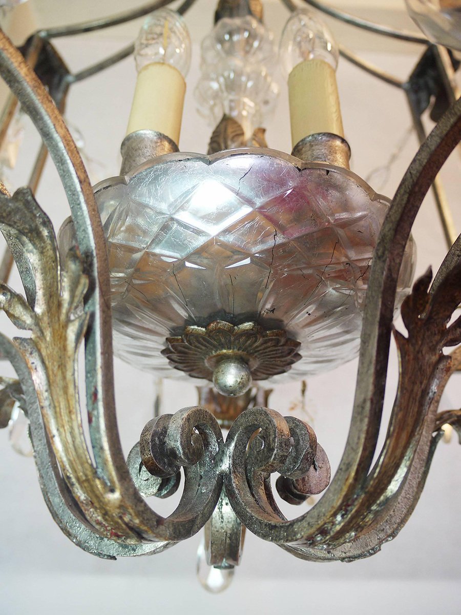 Florentine Crystal and Wrought Iron Lantern from BF Art, Italy