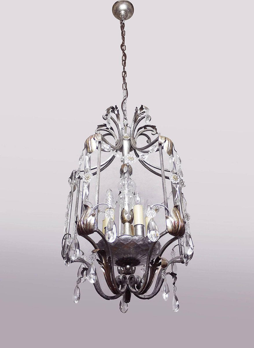 Florentine Crystal and Wrought Iron Lantern from BF Art, Italy