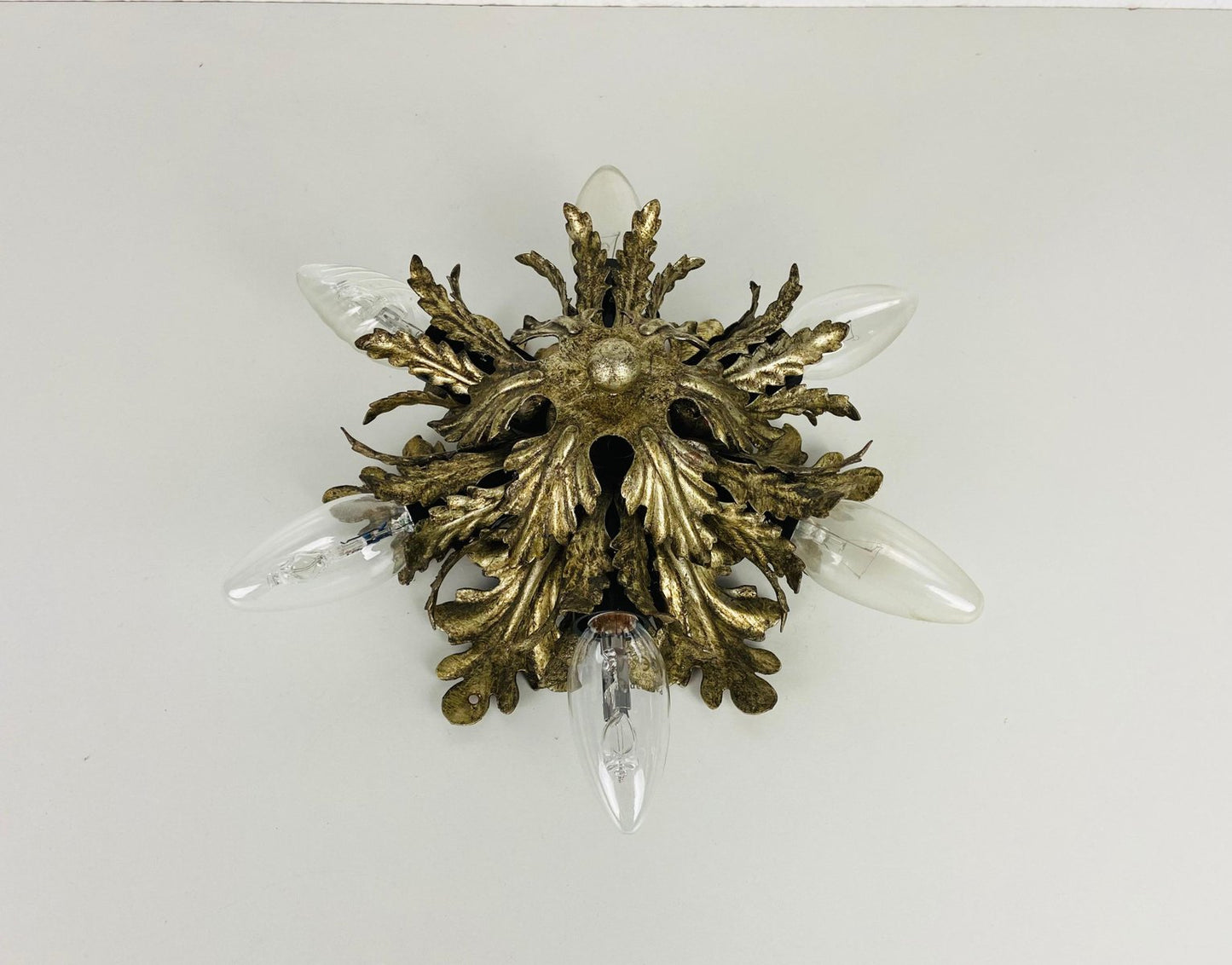 Florentine Flower Flush Mount Attributed to Banci Firenze, 1950s-PUK-933485