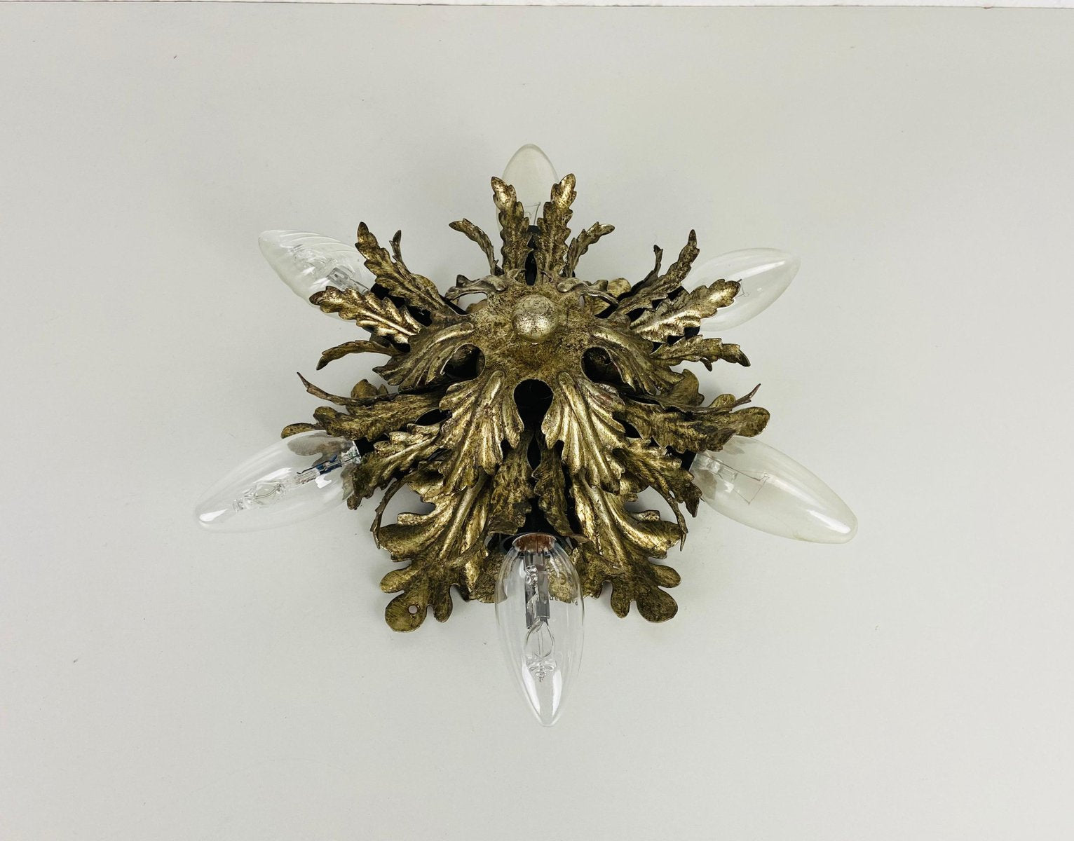 Florentine Flower Flush Mount Attributed to Banci Firenze, 1950s-PUK-933485