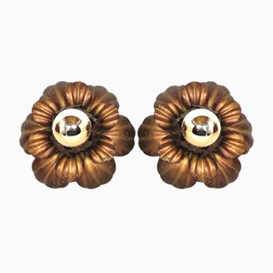 Florentine Flower Wall Sconces, 1960s, Set of 2-WZZ-1354353