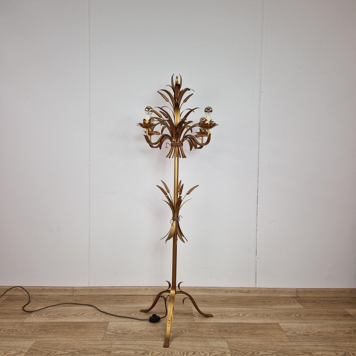 Florentine Gilt Metal Floor Lamp attributed to Hans Kögl, 1970s