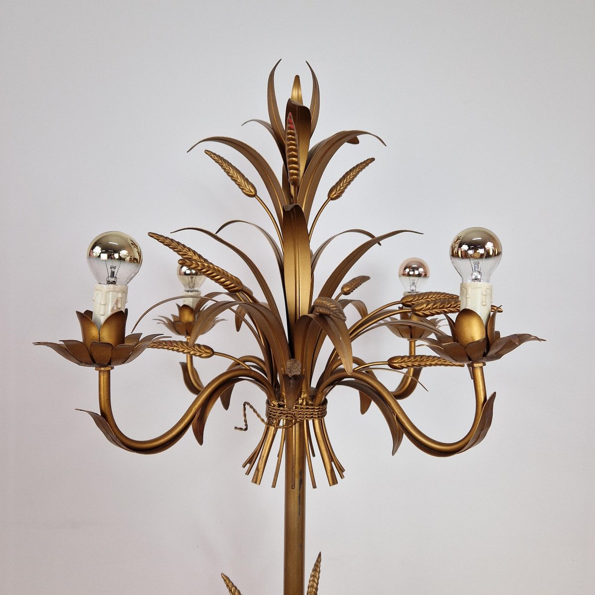 Florentine Gilt Metal Floor Lamp attributed to Hans Kögl, 1970s