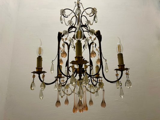 Florentine Gold Gilded Murano Glass Chandelier, 1960s-JJC-1761786