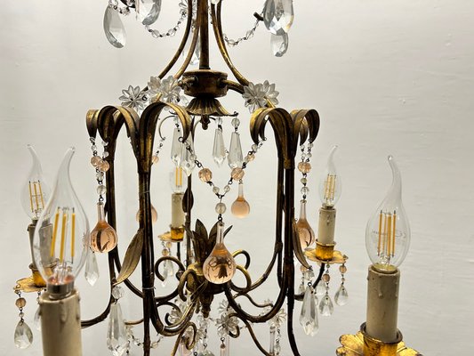 Florentine Gold Gilded Murano Glass Chandelier, 1960s-JJC-1761786