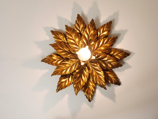 Florentine Hollywood Regency Gilt Metal Wall or Ceiling Light by Hans Kögl, 1980s-MWV-1751065