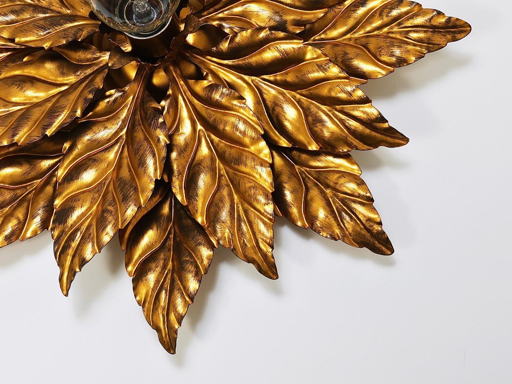 Florentine Hollywood Regency Gilt Metal Wall or Ceiling Light by Hans Kögl, 1980s