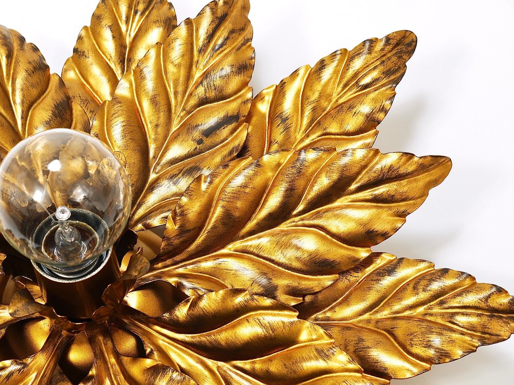 Florentine Hollywood Regency Gilt Metal Wall or Ceiling Light by Hans Kögl, 1980s