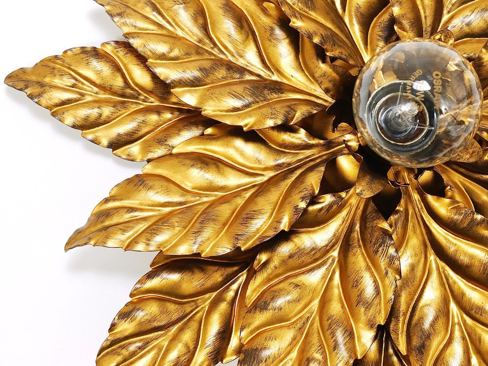 Florentine Hollywood Regency Gilt Metal Wall or Ceiling Light by Hans Kögl, 1980s