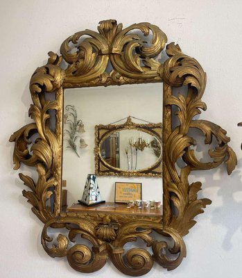 Florentine Mirror with Acanthus Leaf Carving-PXE-2041667