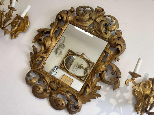 Florentine Mirror with Acanthus Leaf Carving-PXE-2041667