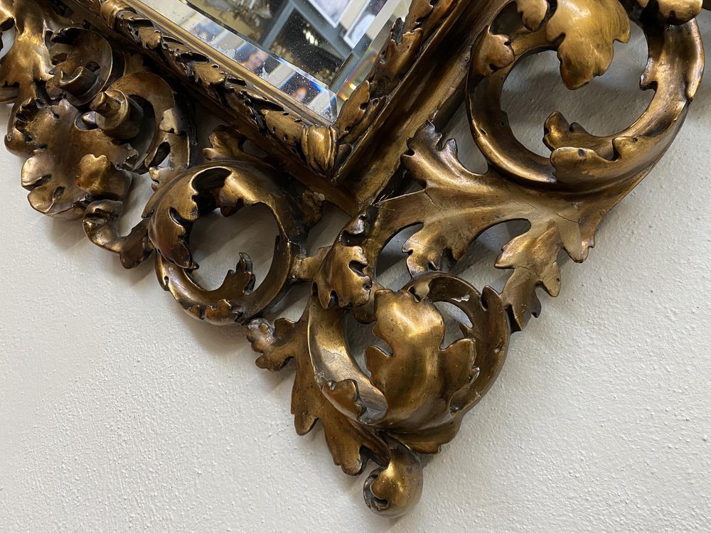 Florentine Mirror with Gilded Acanthus Leaf Details