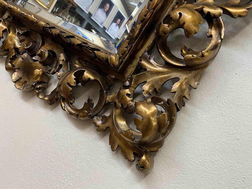 Florentine Mirror with Gilded Acanthus Leaf Details