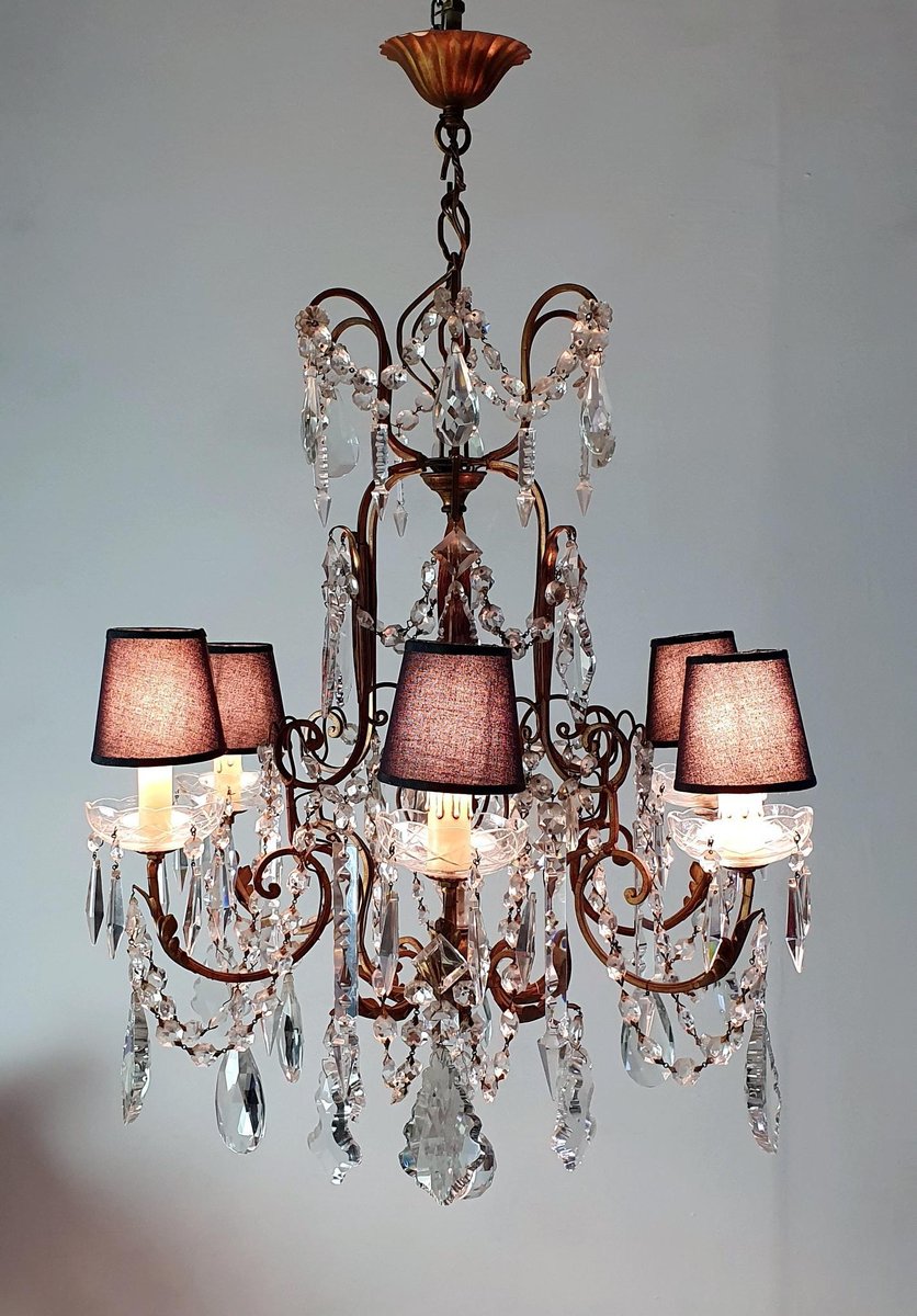 Florentine Rococo Crystal Chandelier Italy, 1950s