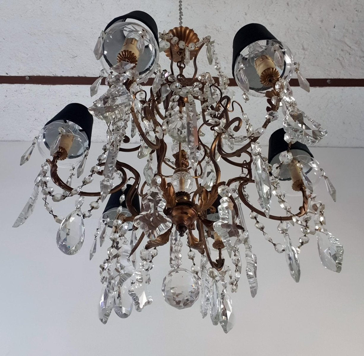 Florentine Rococo Crystal Chandelier Italy, 1950s