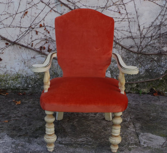 Florentine Style Wooden Lounge Chair, 1920s