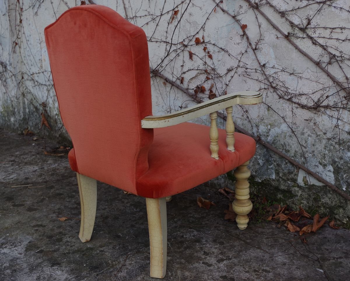 Florentine Style Wooden Lounge Chair, 1920s