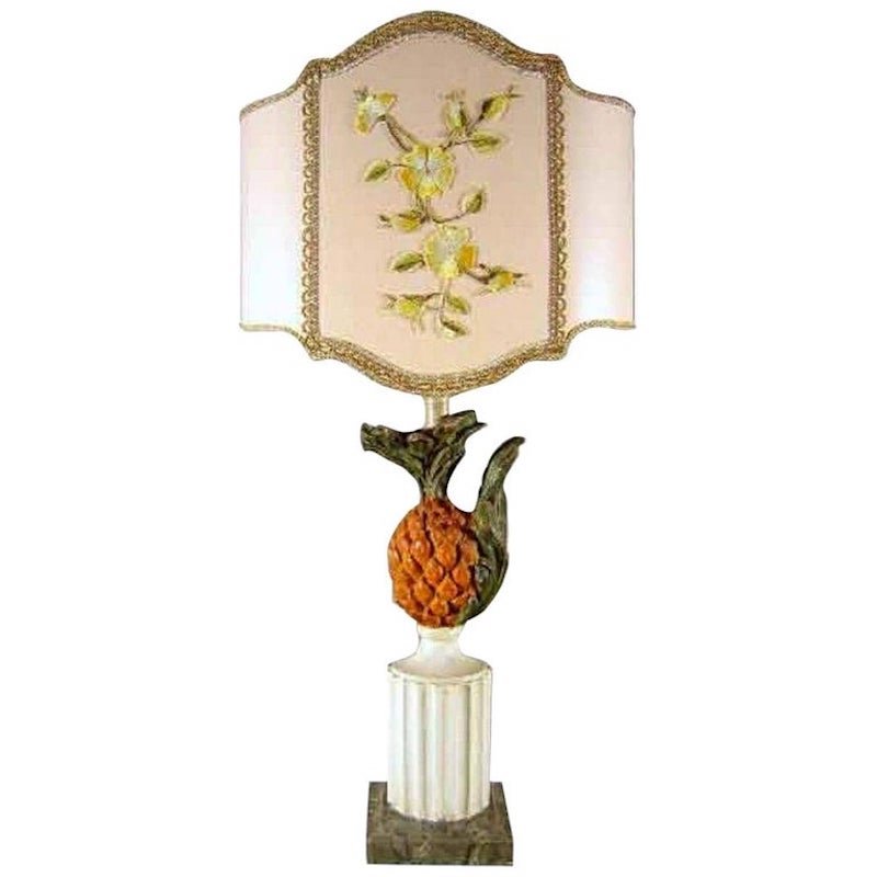 Florentine Table Lamp in Carved Wood, 1950s