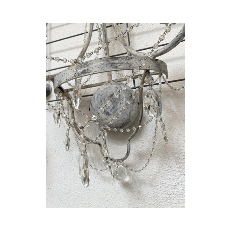 Florentine Wrought Iron Wall Lamp with Crystals by Simoeng