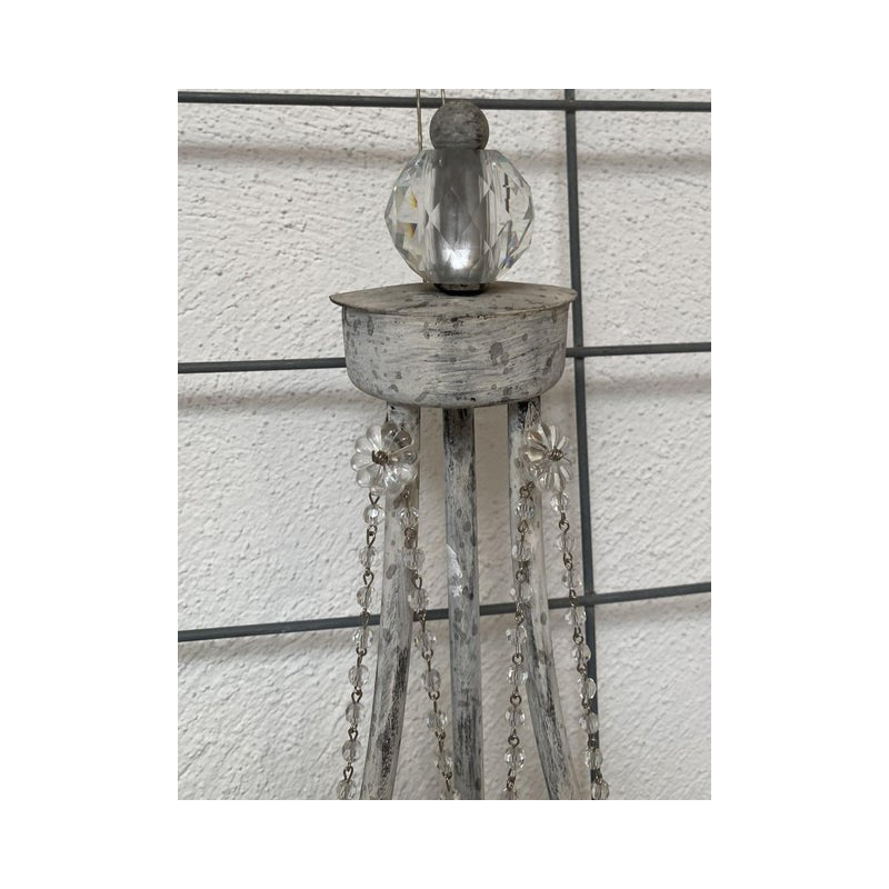 Florentine Wrought Iron Wall Lamp with Crystals by Simoeng