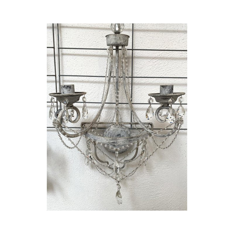 Florentine Wrought Iron Wall Lamp with Crystals by Simoeng