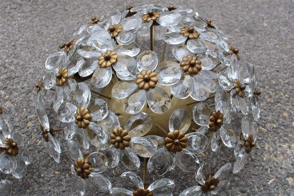 Flower Bouquet Ceiling Lights in Crystal, France, 1950s, Set of 2-EH-1058101