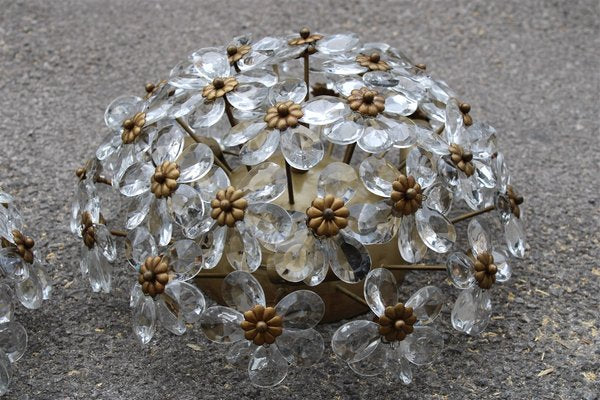 Flower Bouquet Ceiling Lights in Crystal, France, 1950s, Set of 2-EH-1058101