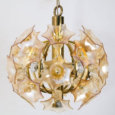 Flower Bulb Murano Glass and Brass Sputnik Ceiling Lamp by Simon & Schelle, 1970-VDW-844276