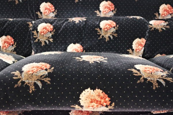 Flower Chenille Sofa Set, 1970s, Set of 3-KNM-1269799