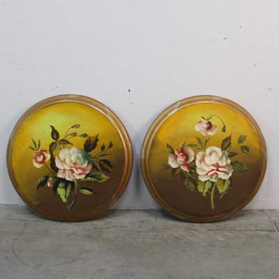 Flower Paintings, 1960s, Oil, Set of 2-NE-1262785