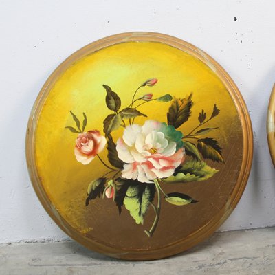 Flower Paintings, 1960s, Oil, Set of 2-NE-1262785