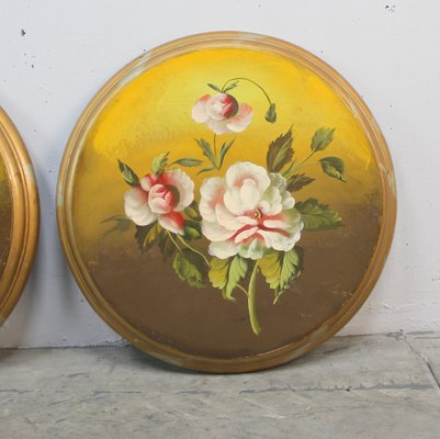 Flower Paintings, 1960s, Oil, Set of 2-NE-1262785