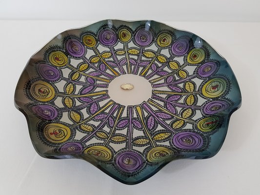 Flower Patterned Glass Dish by Carlo Pagani, 1950s-DOA-647021