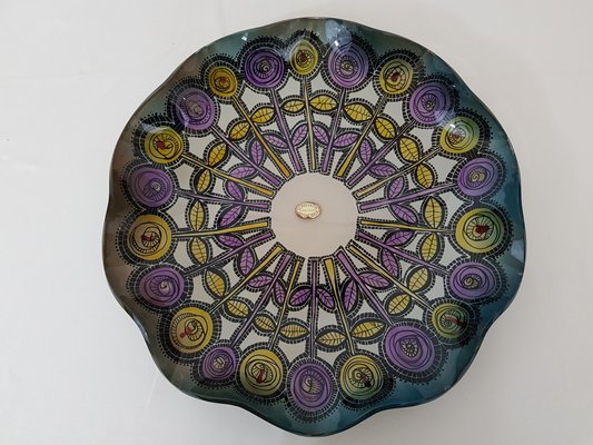 Flower Patterned Glass Dish by Carlo Pagani, 1950s-DOA-647021