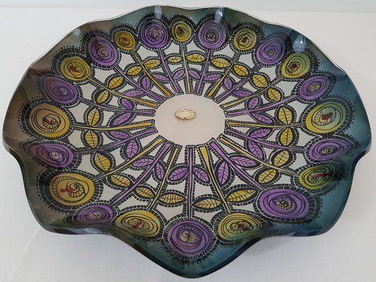 Flower Patterned Glass Dish by Carlo Pagani, 1950s-DOA-647021