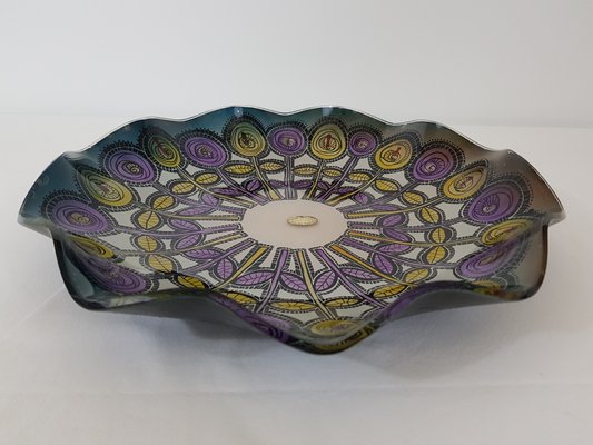 Flower Patterned Glass Dish by Carlo Pagani, 1950s-DOA-647021